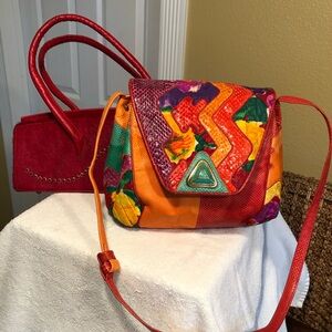 Sharif Vintage Lizard/Croc Leather  Block Bag & B B SIMON Crystal Hair Hide Bag